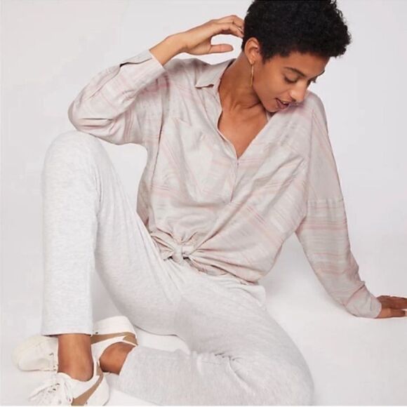 Lou & Grey Tie-front Button Up Shirt(Size Small) - Picture 3 of 7